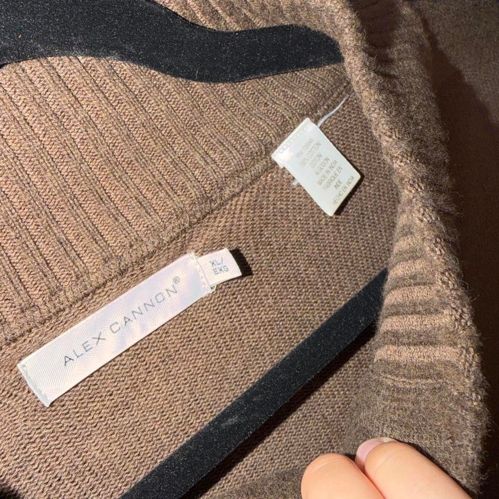 Alex Cannon Men's XL Brown 100% Cotton Quarter Zip Mock Neck Sweater - Picture 3 of 4